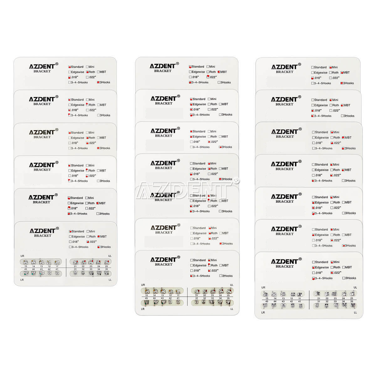 10Set AZDENT Dental Orthodontic Metal Bracket Braces Mini MBT Roth 018 022 Hooks