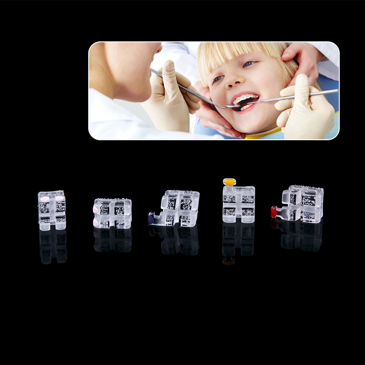 Dental Ortho Monocrystalline Sapphire Ceramic Brackets Roth/MBT .022 hooks 345