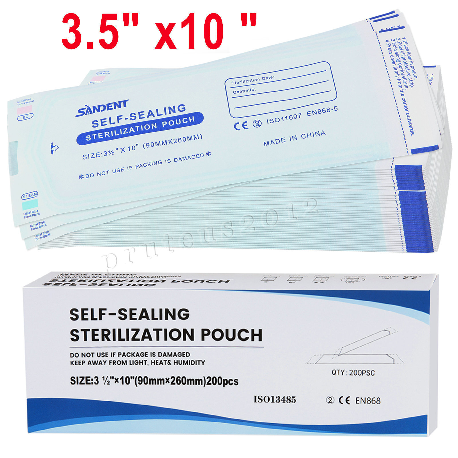 up to 7000 Sterilization Pouches 3.5 ” x 10 ” Dental Self Seal Pouch Bag