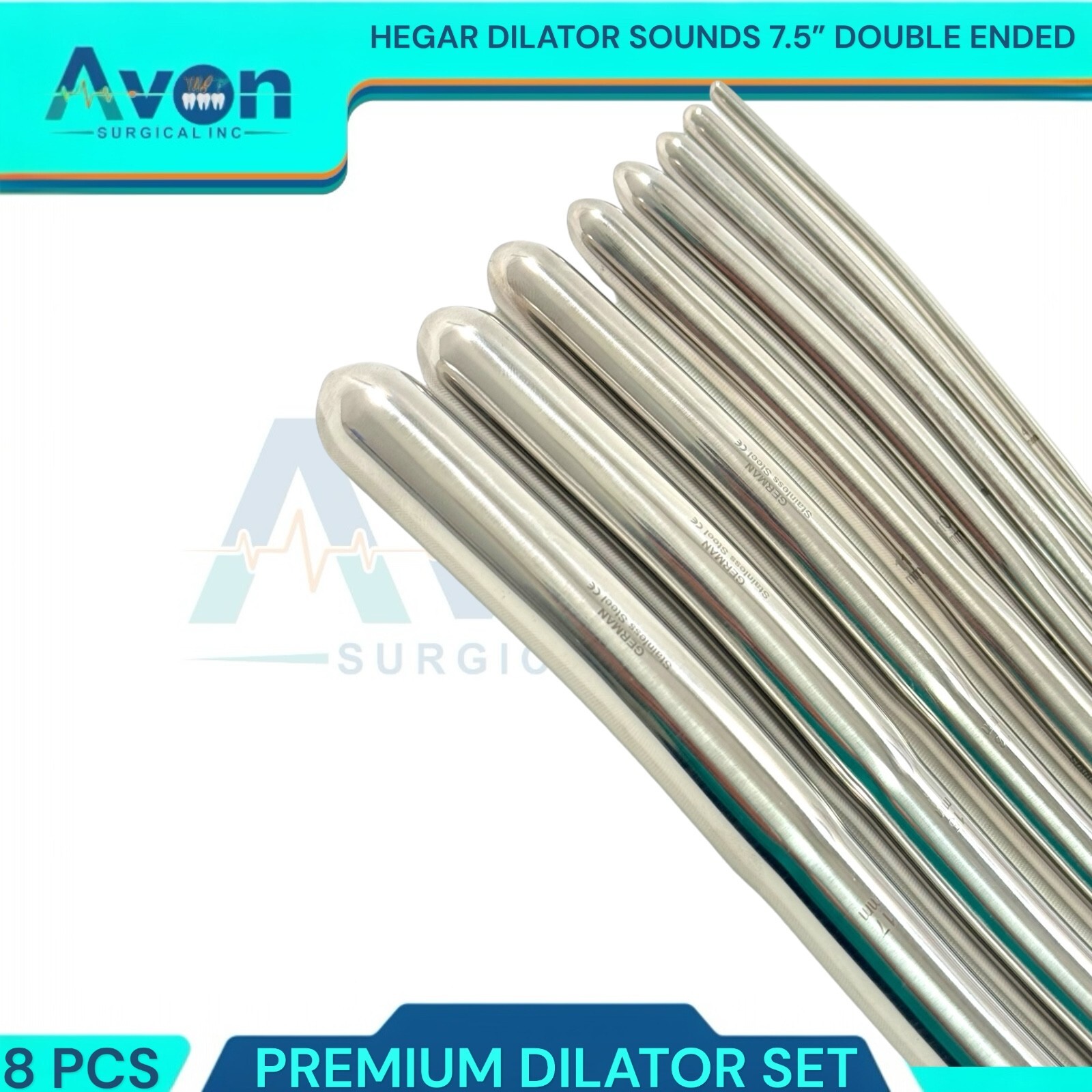 NEW 8 HEGAR DILATOR SOUNDS SET 7.5″GYNO SURGICAL INSTRUMENTS ( PREMIUM GRADE )