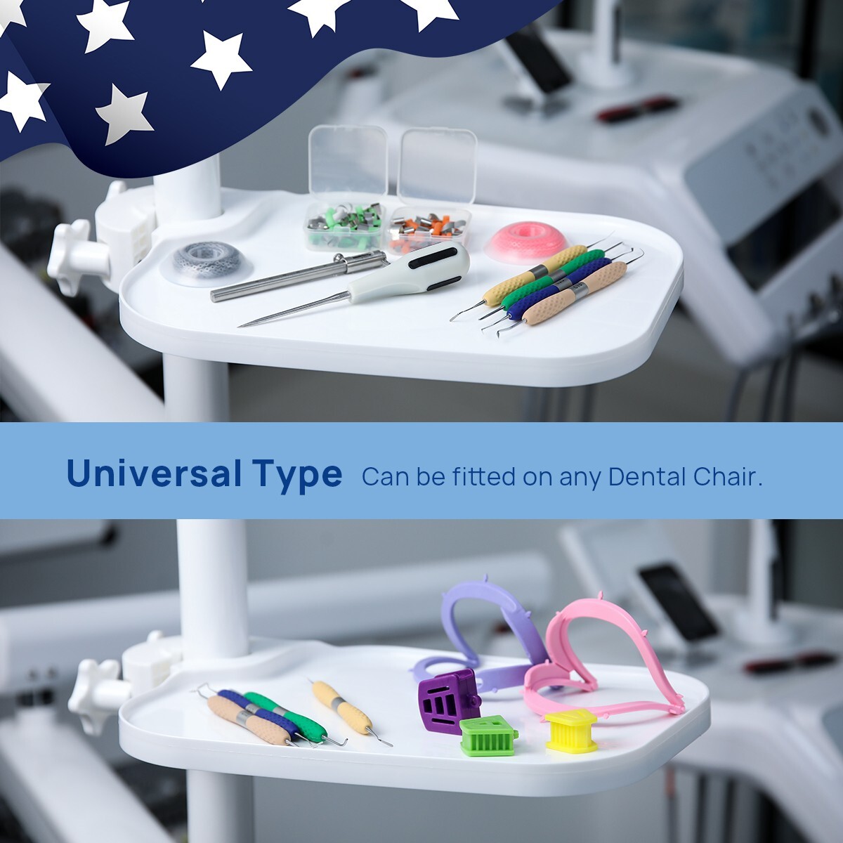 Protable Dental Chair with Oral Light Lamp PU Leather /Post Mounted Utility Tray