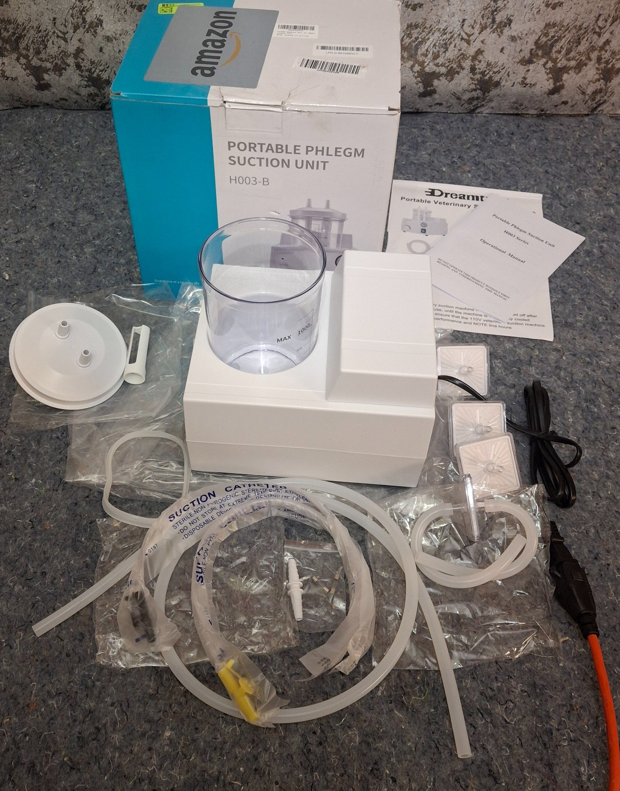 Portable Veterinary Phlegm Suction Unit Machine H003-B White