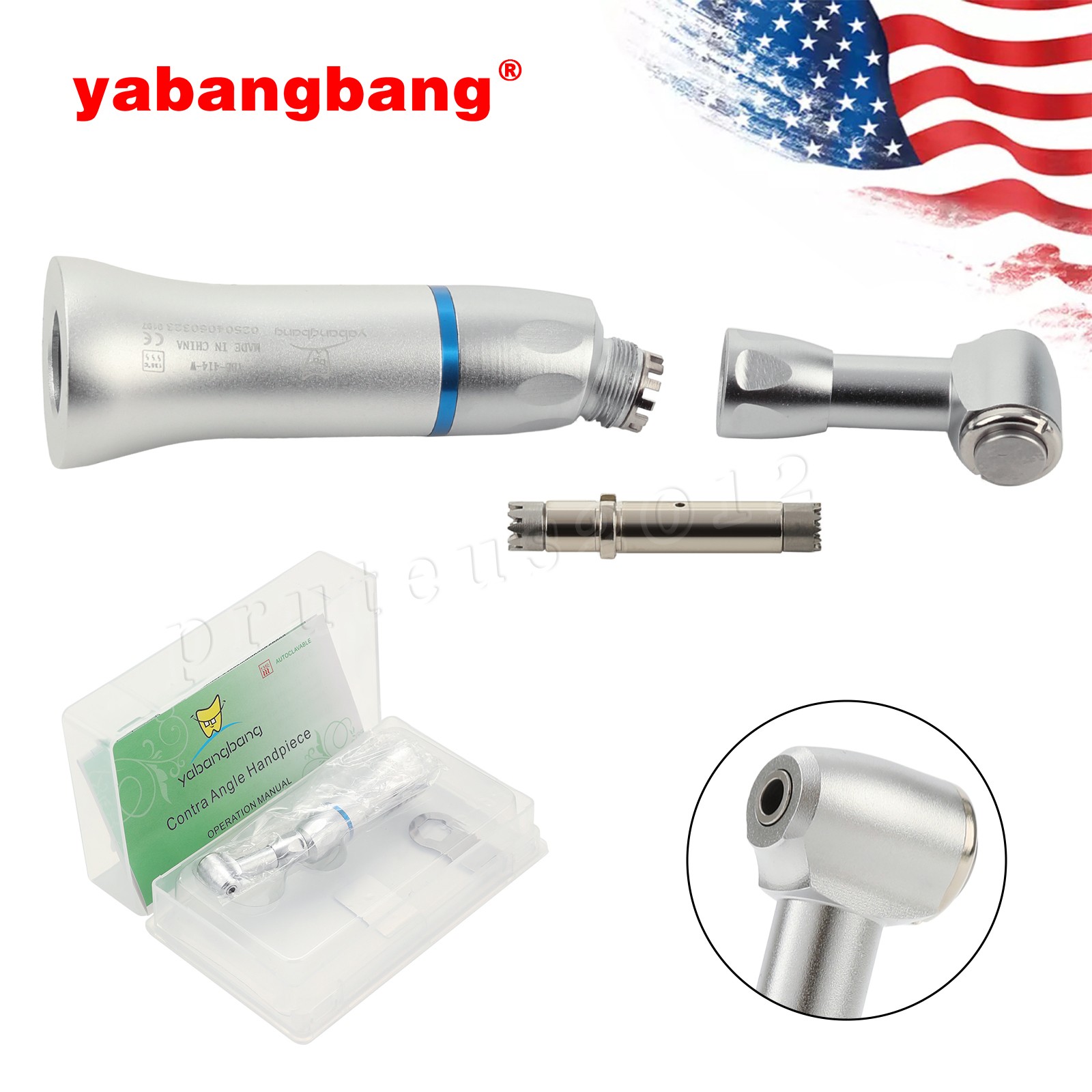 NSK Style Dental Slow Low Speed Contra Angle Handpiece Push Button E-Type Attach