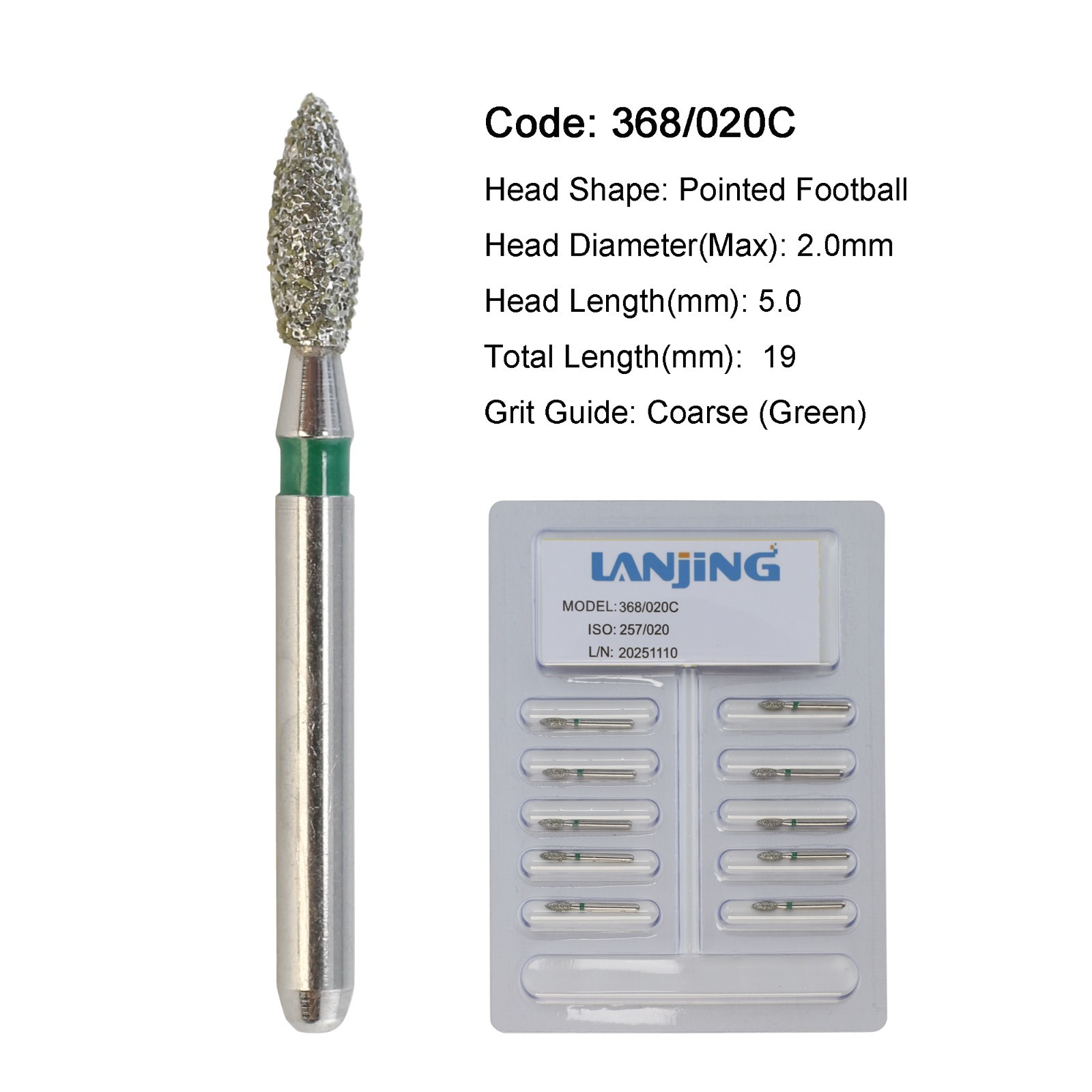 Dental Diamond Burs Pear Football FG 830/010 379/023 High Speed Friction Grip