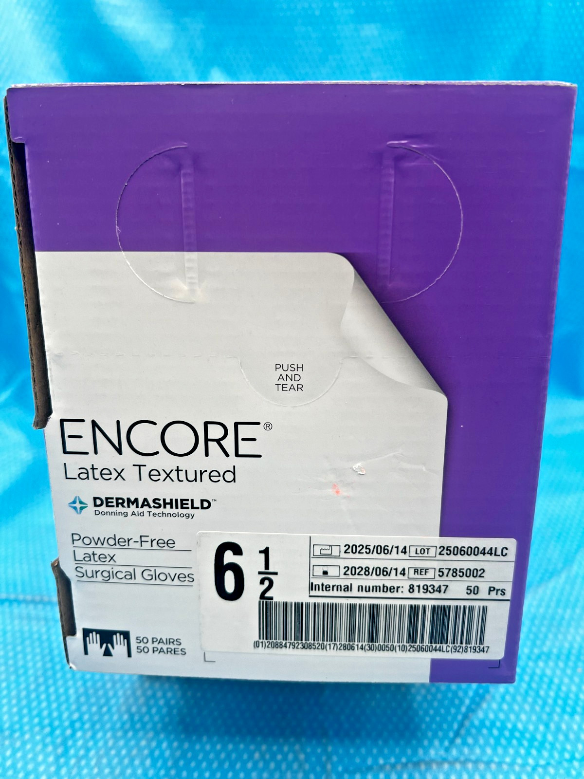 *50-Pairs* Ansell Encore Dermashield Surgical Size-6.5 Gloves 5785002