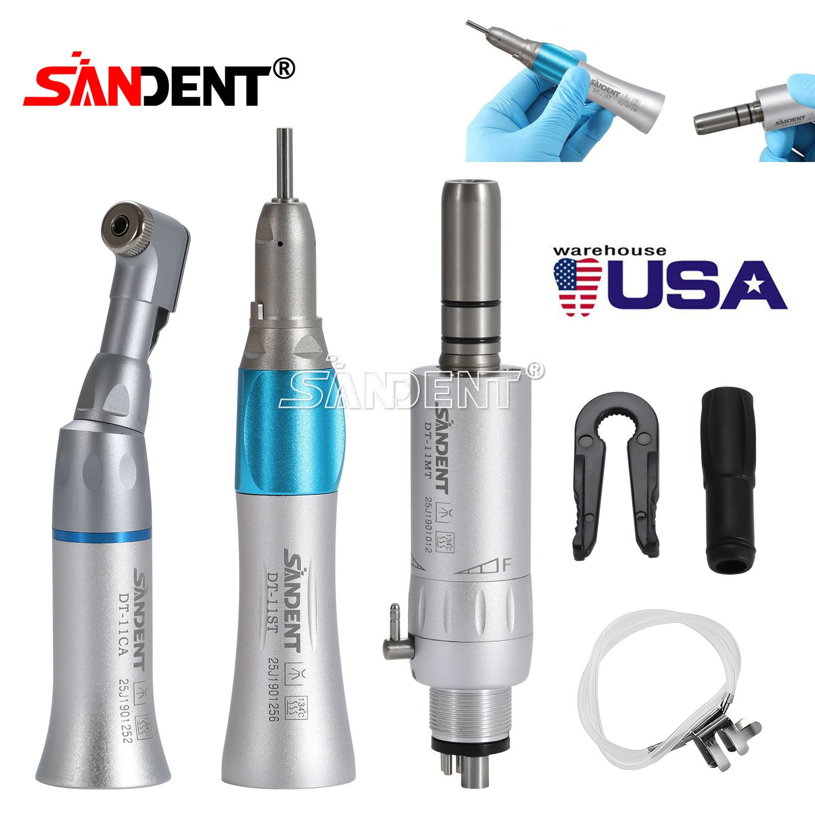 NSK Style Dental Slow Low Speed Handpiece Straight Contra Angle Air Motor 4Hole