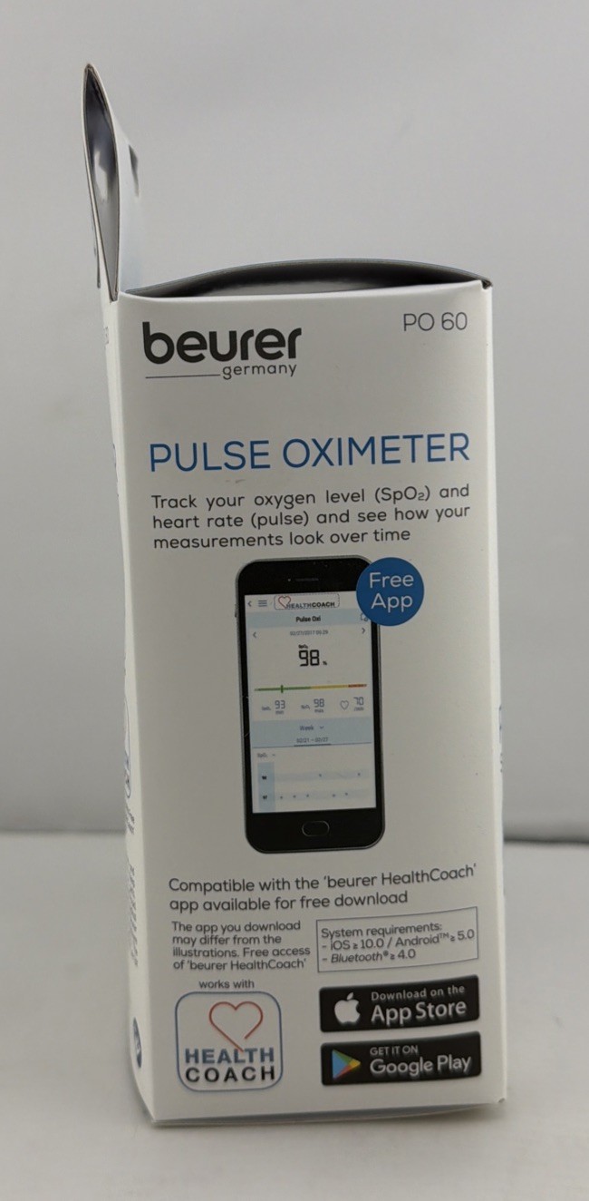Beurer PO60 Bluetooth Pulse Oximeter Fingertip Oxygen Monitor NIB.