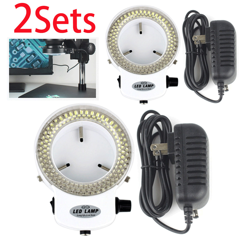 2Pack 144 LED Bulbs Microscope Ring Light Illuminator Lamp US Plug White