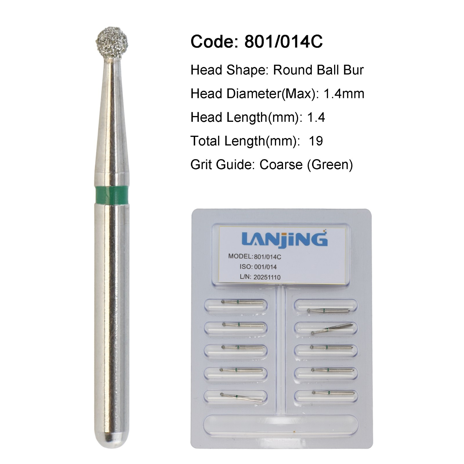 Dental Burs Diamond Surgical Long Ball Football Pear Round End Taper High Speed