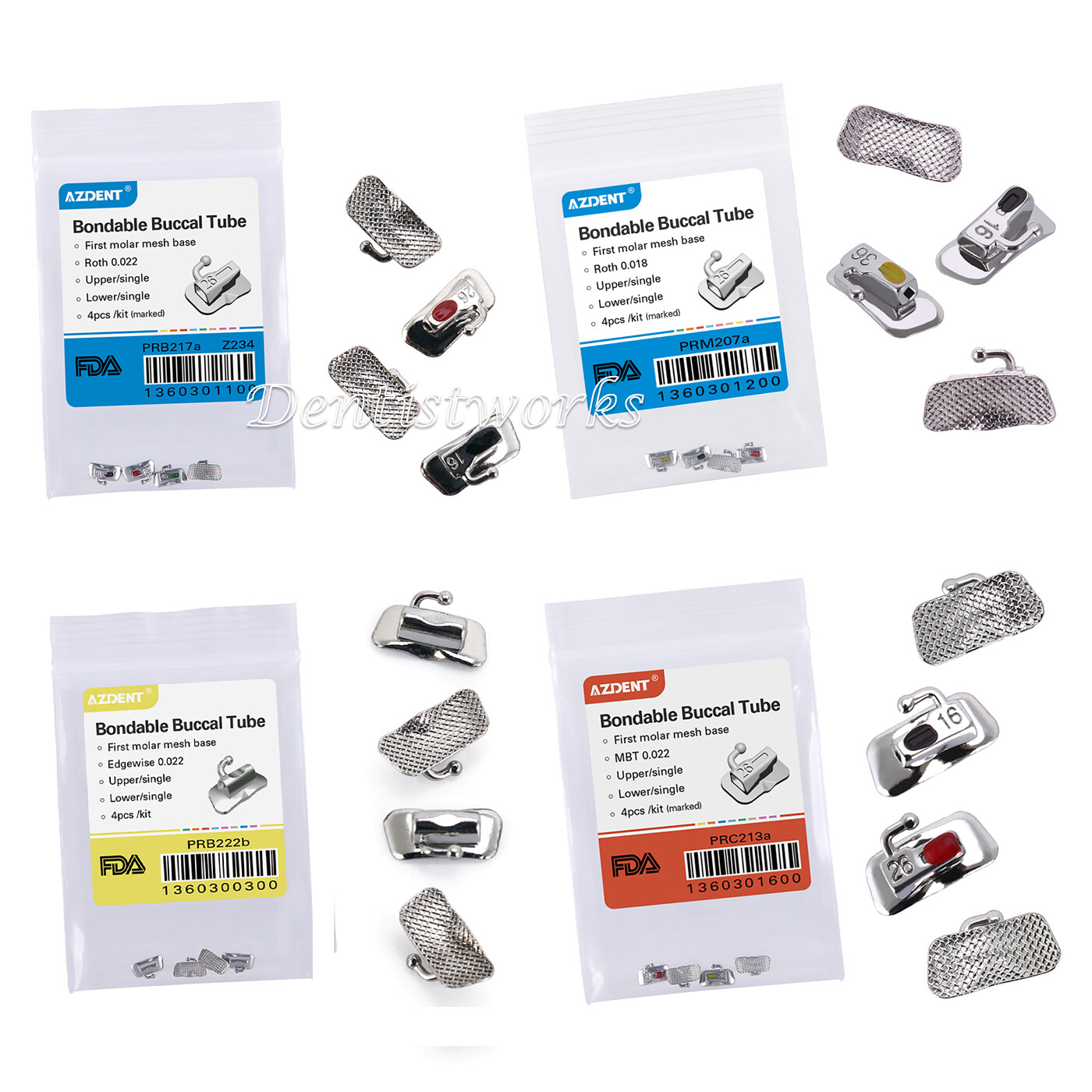 AZDENT Dental Orthodontic Bondable 1st Molar Buccal Tubes Edge/Roth/MBT/ 022/018