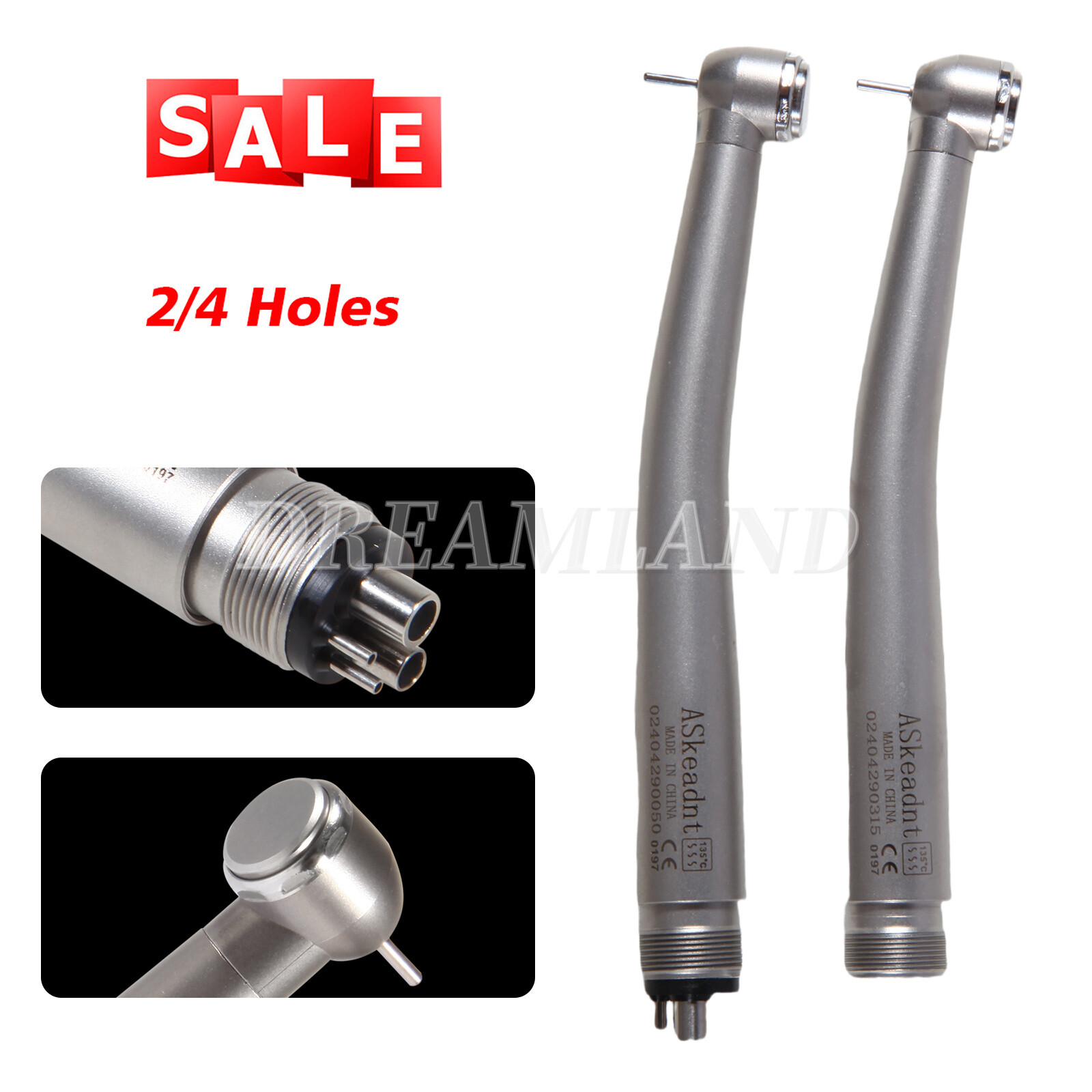 Dental (LED Optic E-generator) Denshine Handpiece High Speed Turbine 2/4Hole USA