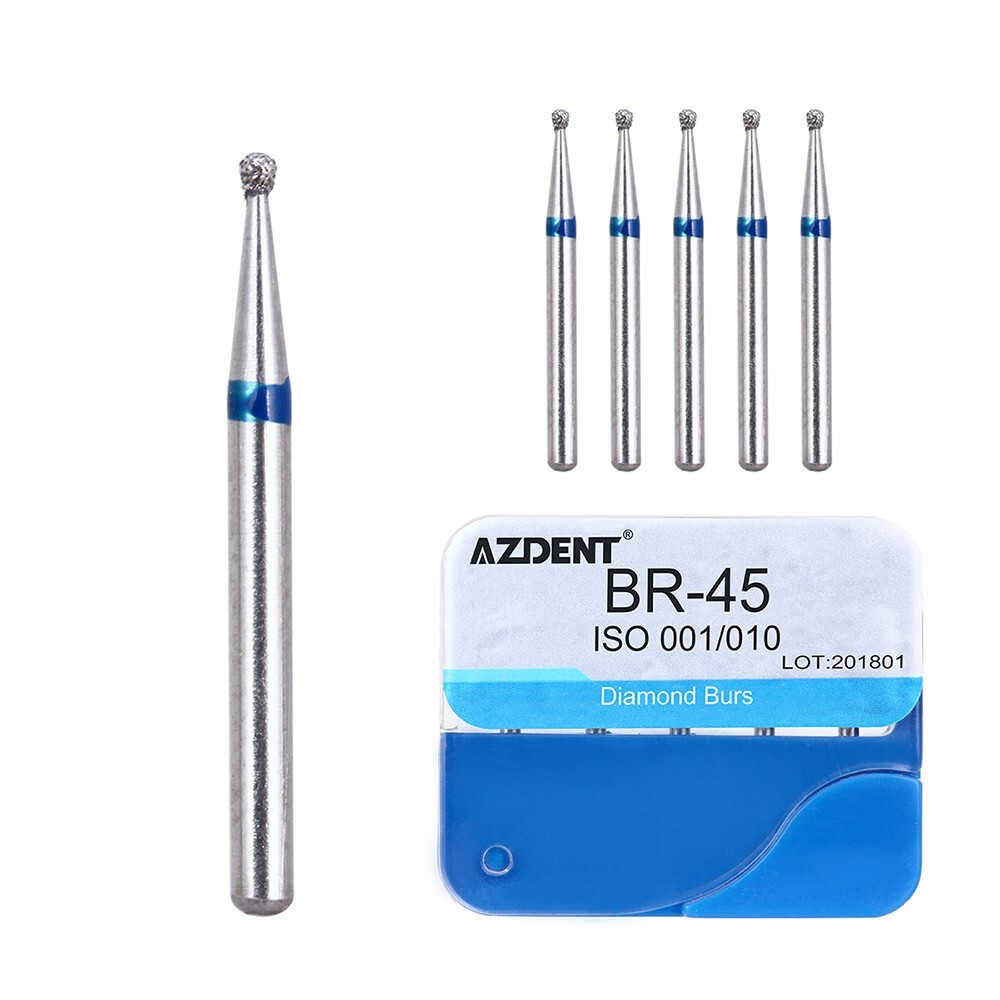 100Pcs AZDENT Dental Diamond Burs High Speed Handpiece Friction Grip 20 Types