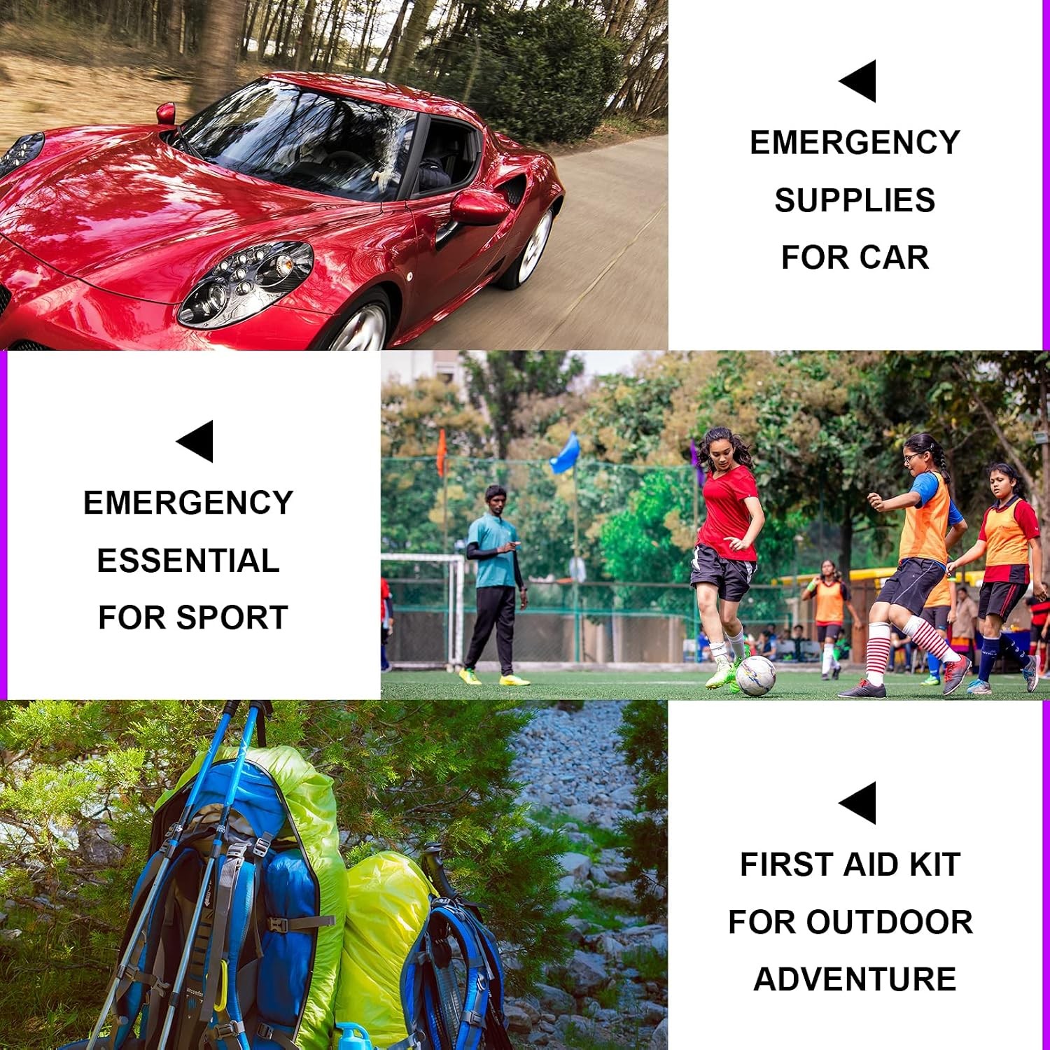 300-Pc Compact First Aid Kit for Home, Car, Travel, Office, Outdoor – Purple