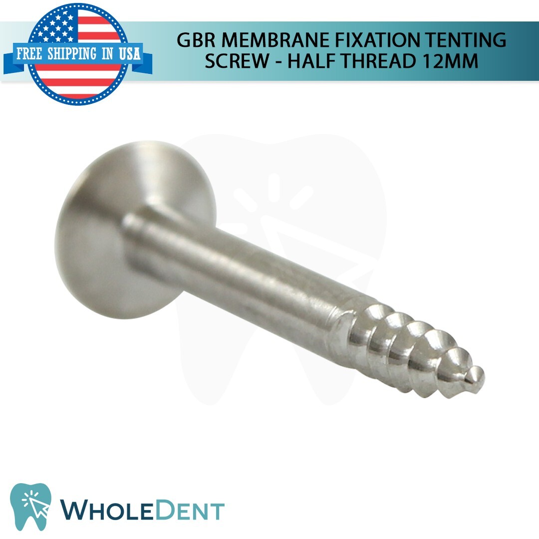 1x GBR Titanium Half Thread Tenting Screw 12mm Dental Membrane Fixation