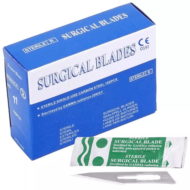 100Pcs Dental Surgical Scalpel Blades Size 10#11#12#15 Sterile Carbon Steel