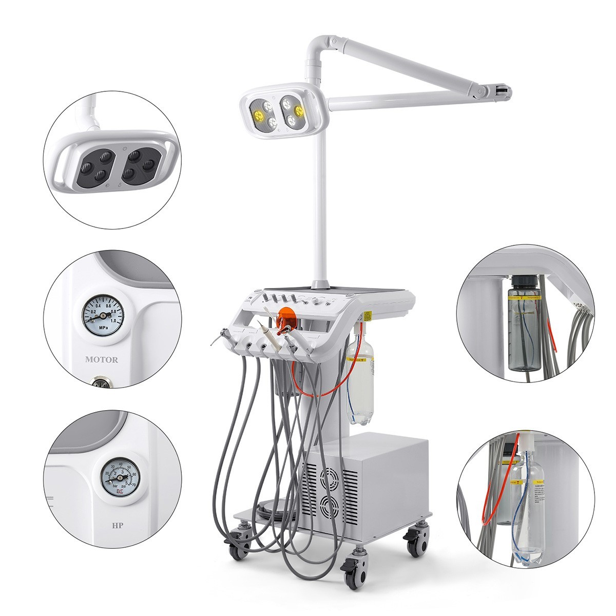 Portable Dental Delivery Unit Air Compressor 4Hole With Surgical LED Lamp /Chair