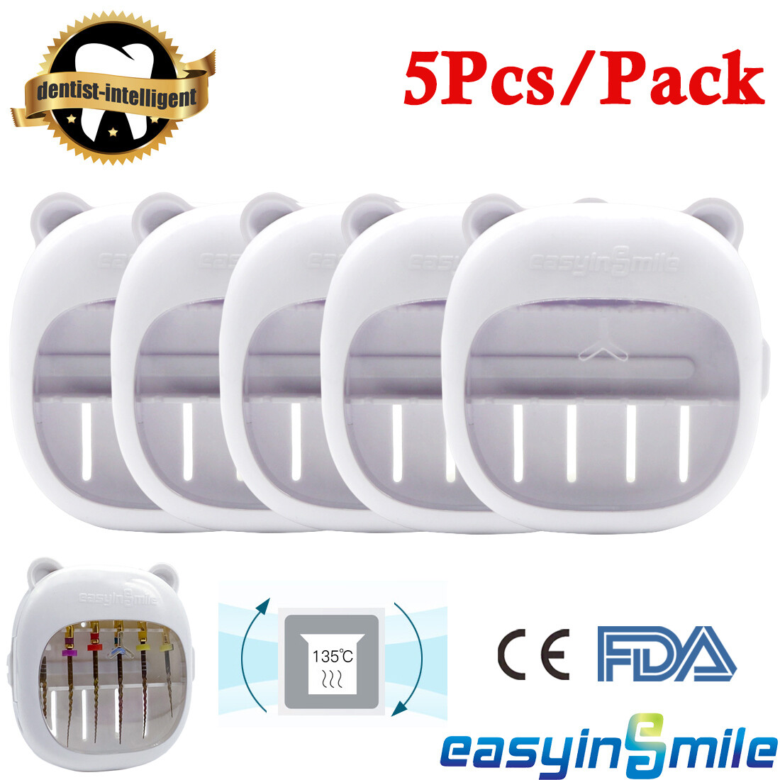 5Pcs Dental Lab Sterilization Organizer Ruler Boxes Endo Files Holder Dispenser