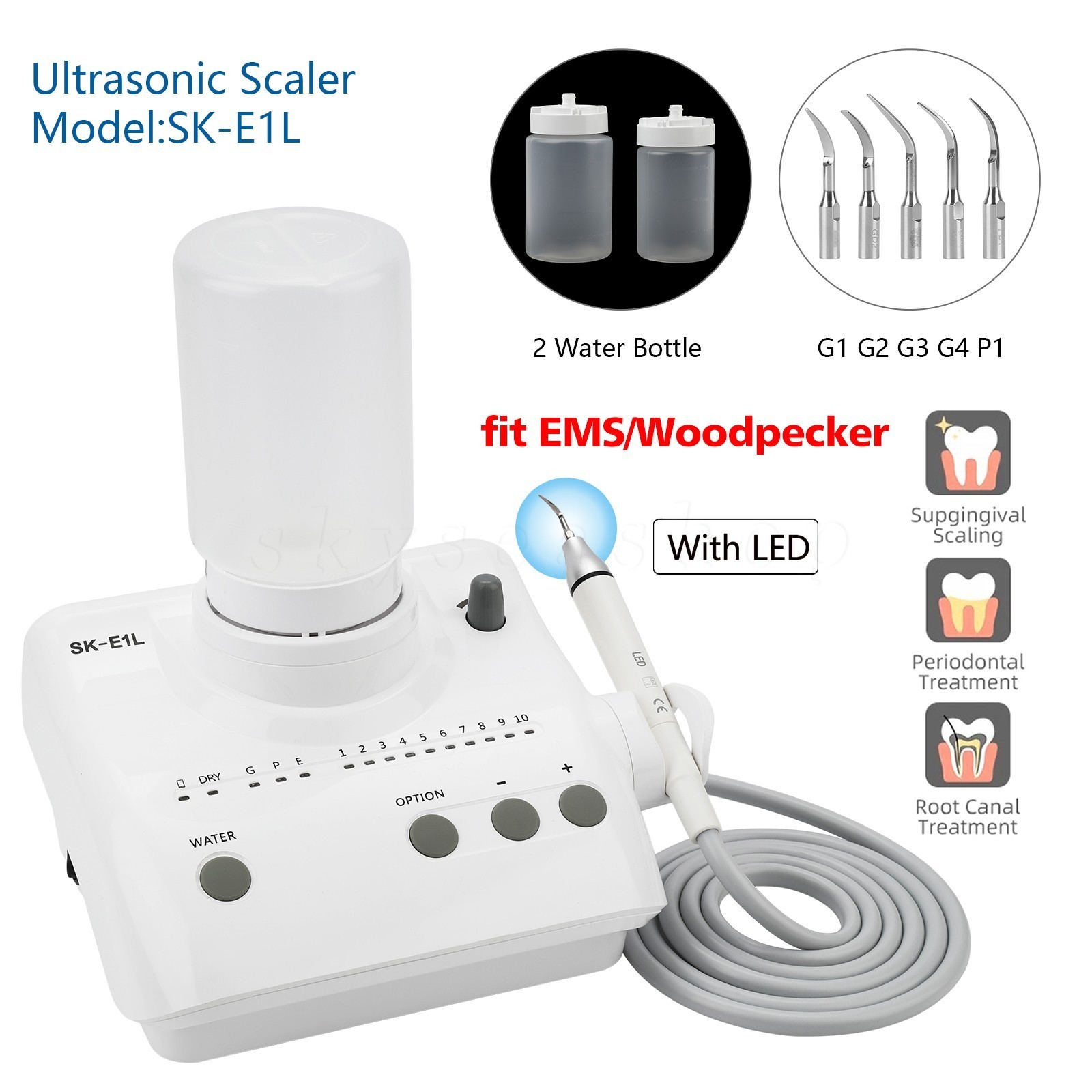 SK-E1L Dental Ultrasonic Piezo Scaler 2 Bottles / LED detachable Handpiece HW-5L