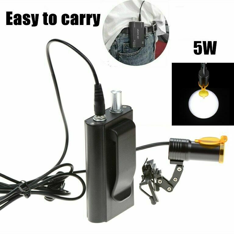 5W LED Dental Metal Clip-on Head Light with Filter & Belt Clip Black US STOCK