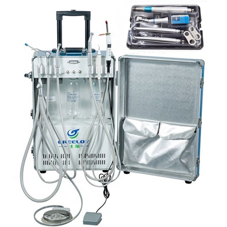 Greeloy GU-P206 Portable Dental Unit with Air Compressor High Volume Suction USA