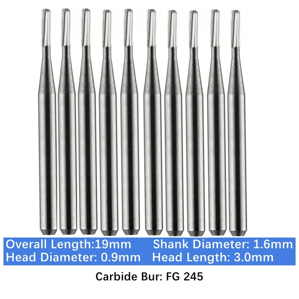 Dental Tungsten Carbide Burs for High Speed Handpiece FG 19mm Short Shank