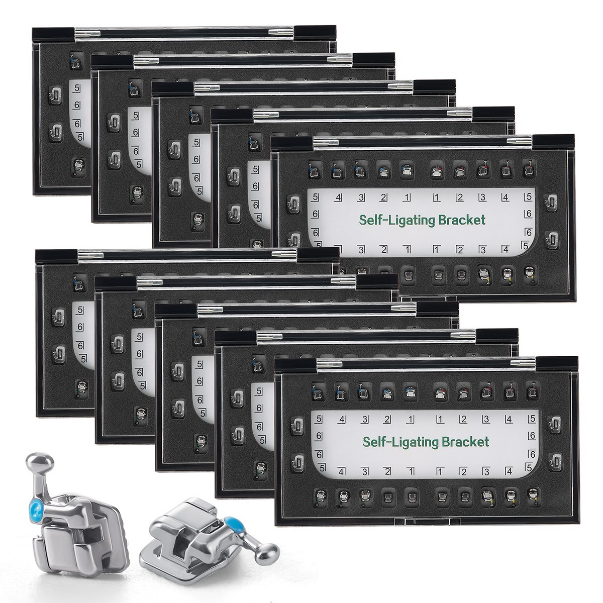 10X AZDENT Dental Ortho MIM Self Ligating Bracket Mini Roth.022 Hooks 345