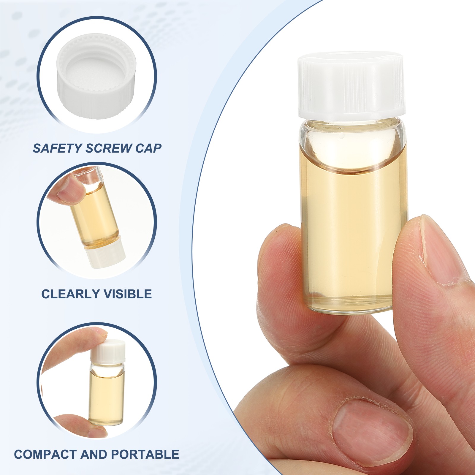 5ml Clear Glass Vials, 10Pcs Sample Vials Reagent Media Bottle