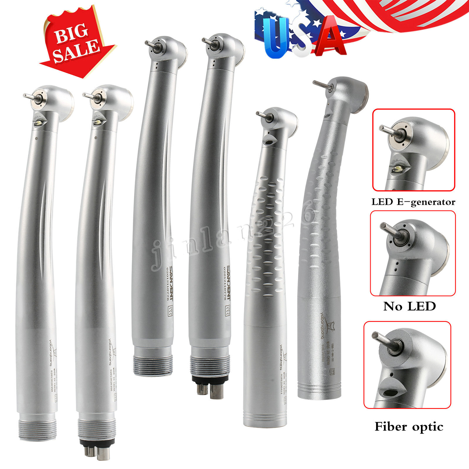 Dental Hi-Speed/LED E-generator/Fiber Optic Handpiece Push Button KaVo NSK Style