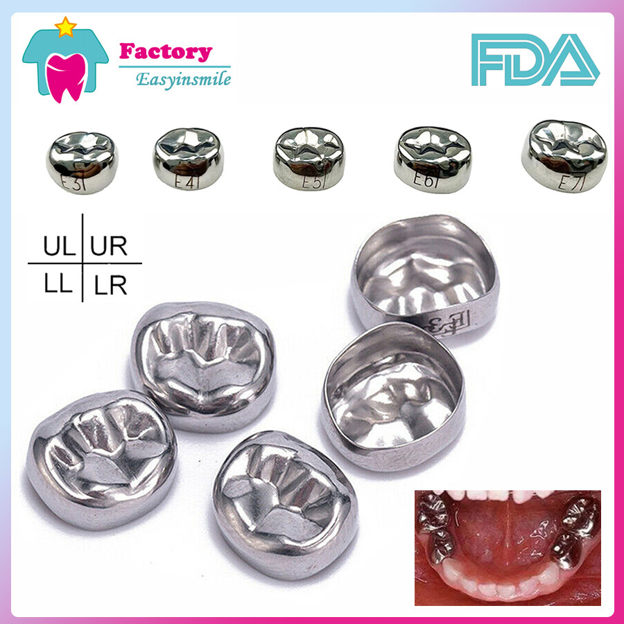 Dental Kids Crown Stainless Steel Crown Primary Molar Pediatric EASYINSMILE 5Pcs