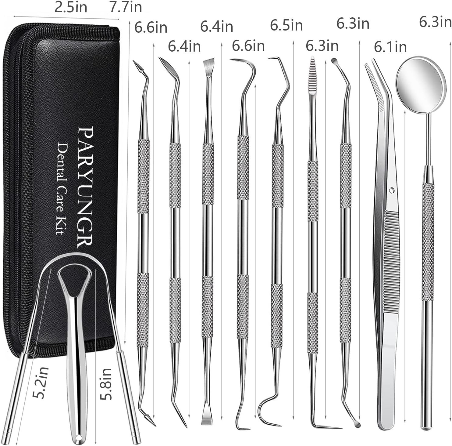 11 Pack Dental Tools Teeth Cleaning Tool Kit, Stainless Steel Tongue Scraper …