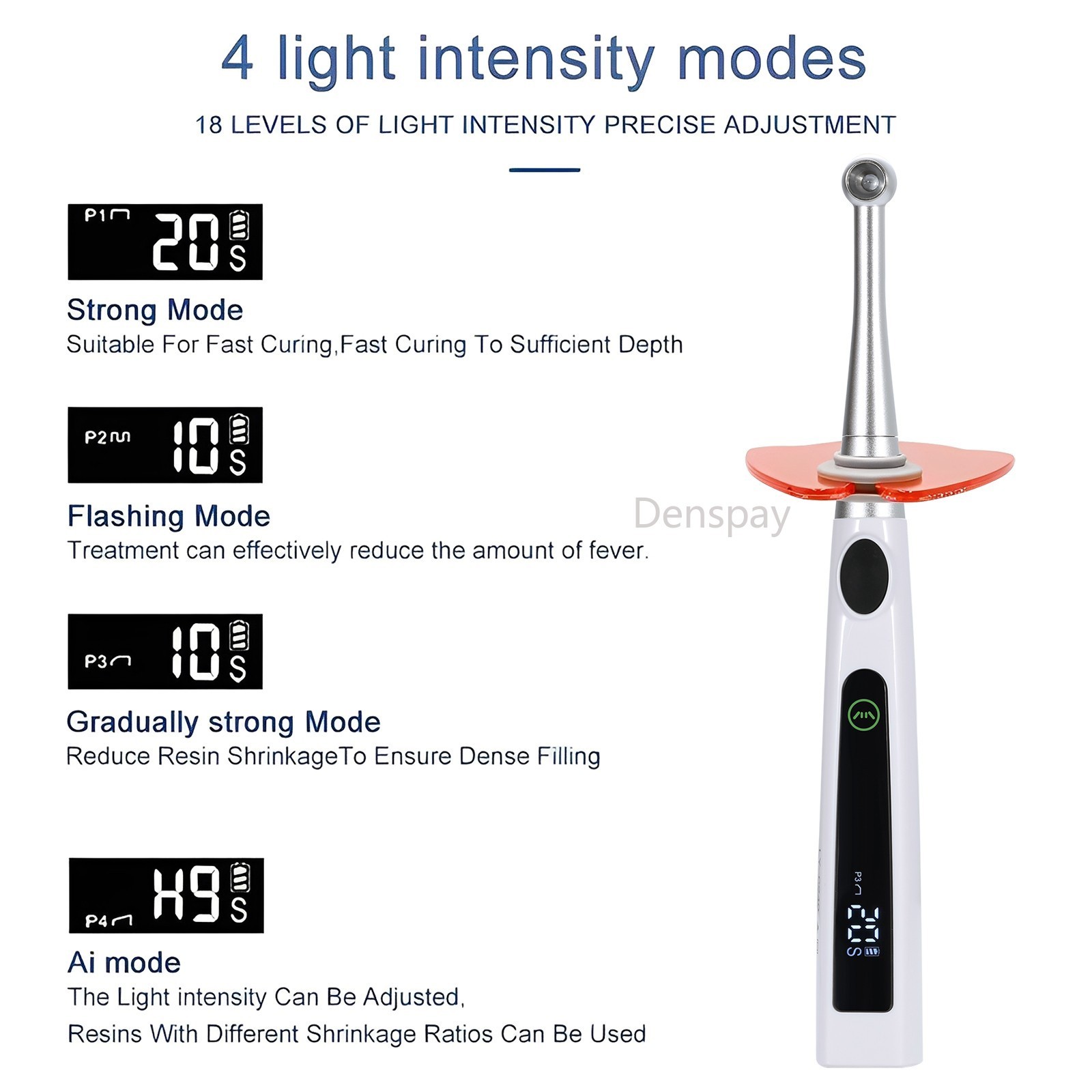 Dental Cordless LED 1S Light Cure Lamp Metal Head Curing Light 360° 4 Modes USA