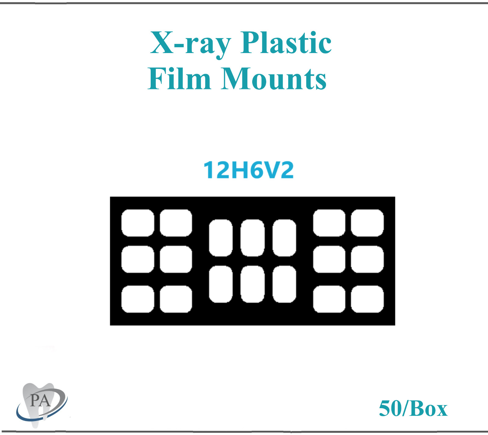 Dental Plastic Film Mounts X-ray Mount Notch 18 Window #2, N12H6V2, 50/bx