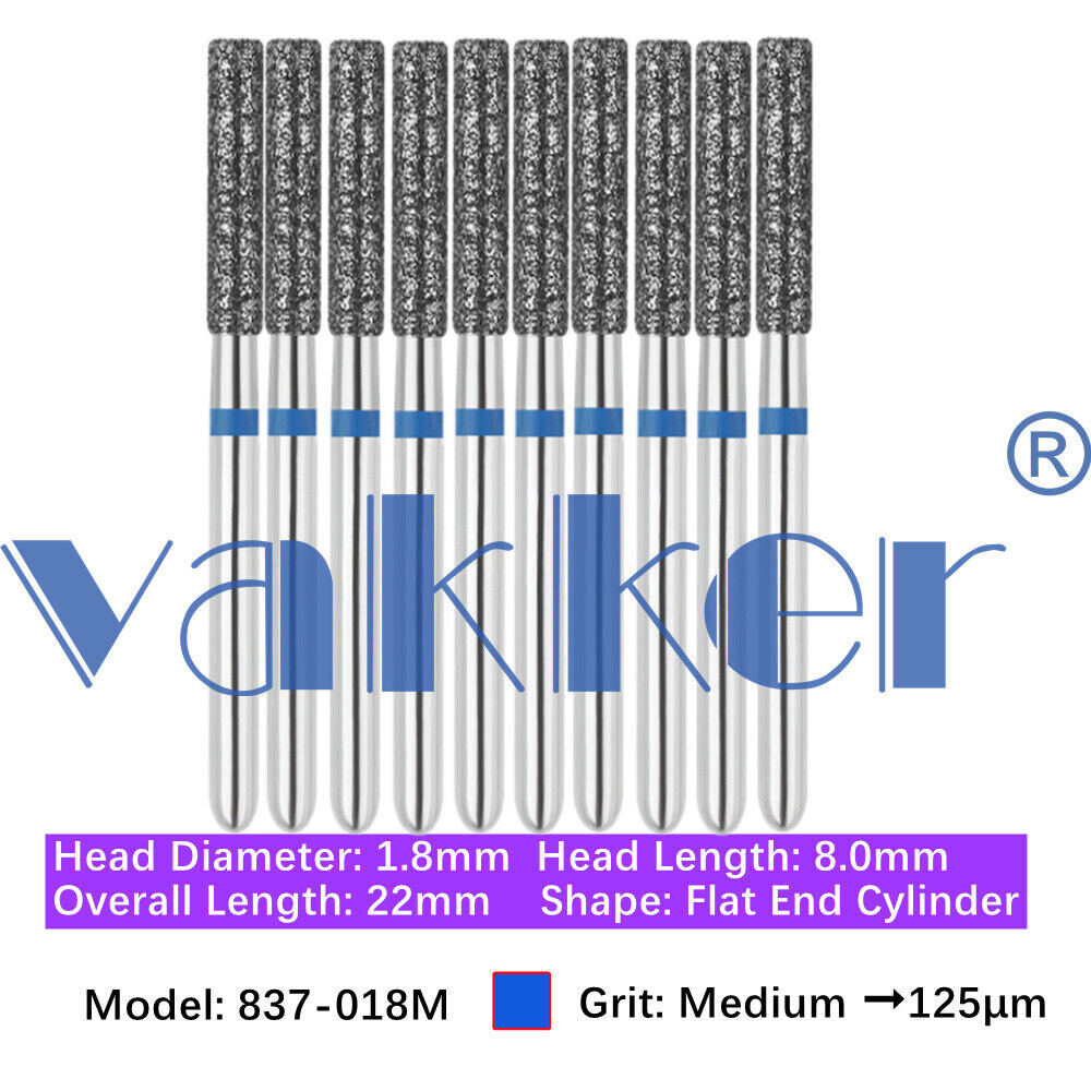 10pc Diamond Burs Shape Flat & Round End Modified Cylinder Fine Medium Coarse