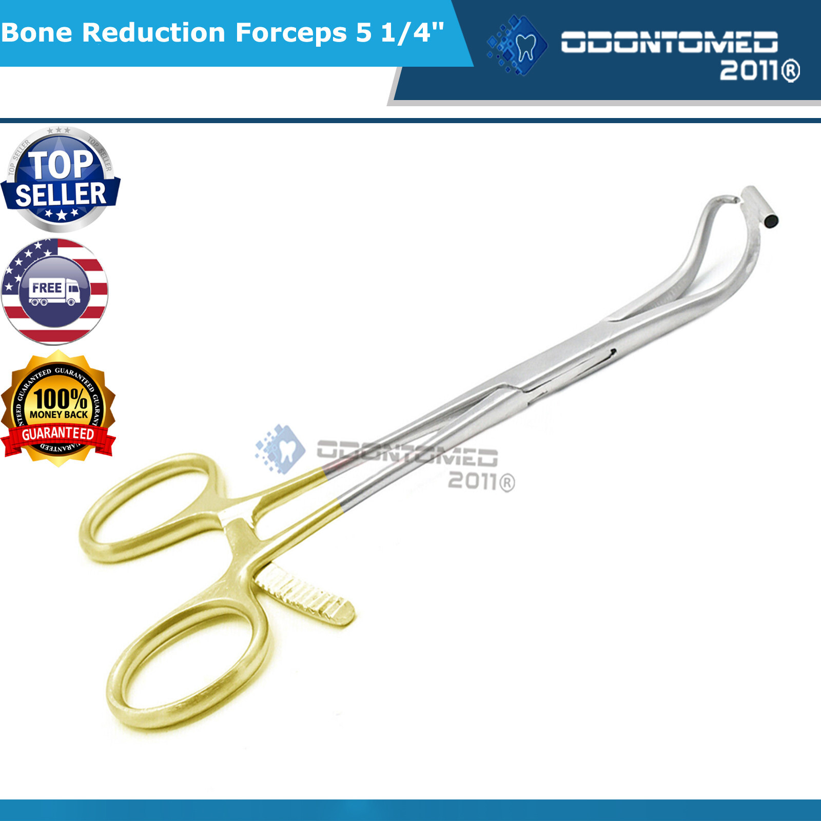 4 Bone Reduction Forceps 5 1/4″ W/guide 1.6mm Gold Plated Orthopedic Instruments