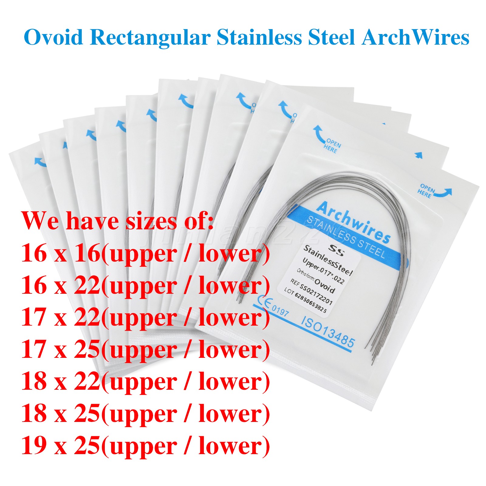 10 Bags Dental Orthodontic Stainless Steel Rect Arch Wire Ovoid Form Lower/Upper