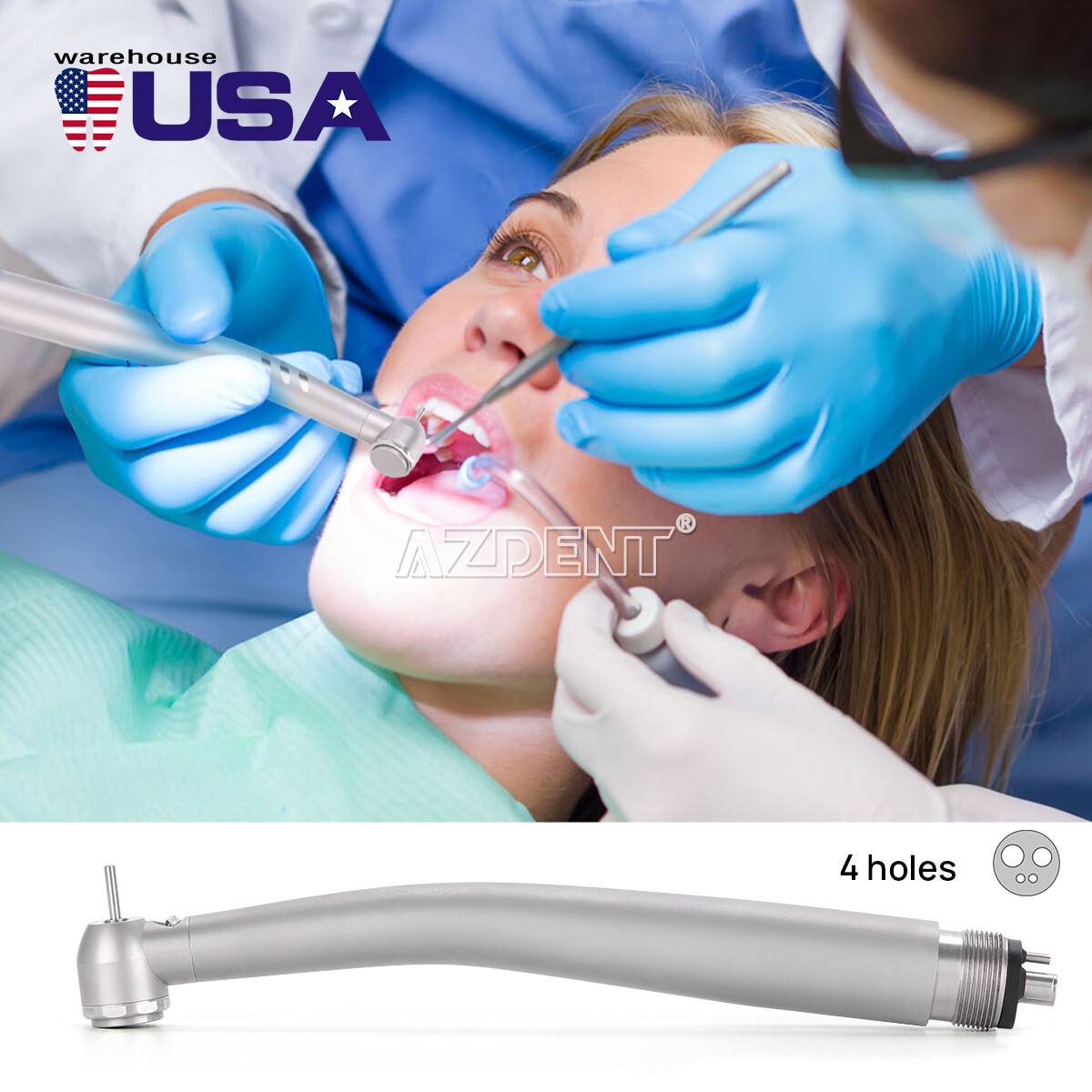 Joy Dental Fiber Optic LED E-generator High Speed Handpiece 2H/4Hole Torque Head