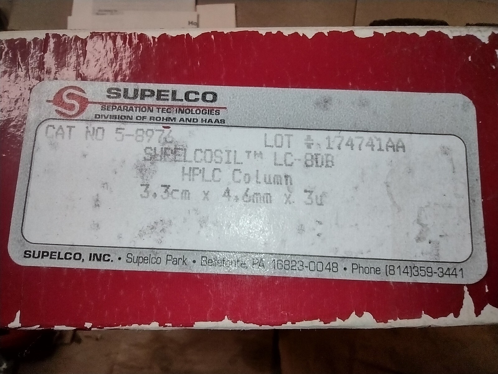 Supelco 58976 Supelcosil LC-8-DB, HPLC Column, 3.3cmx4.6mmx3µ
