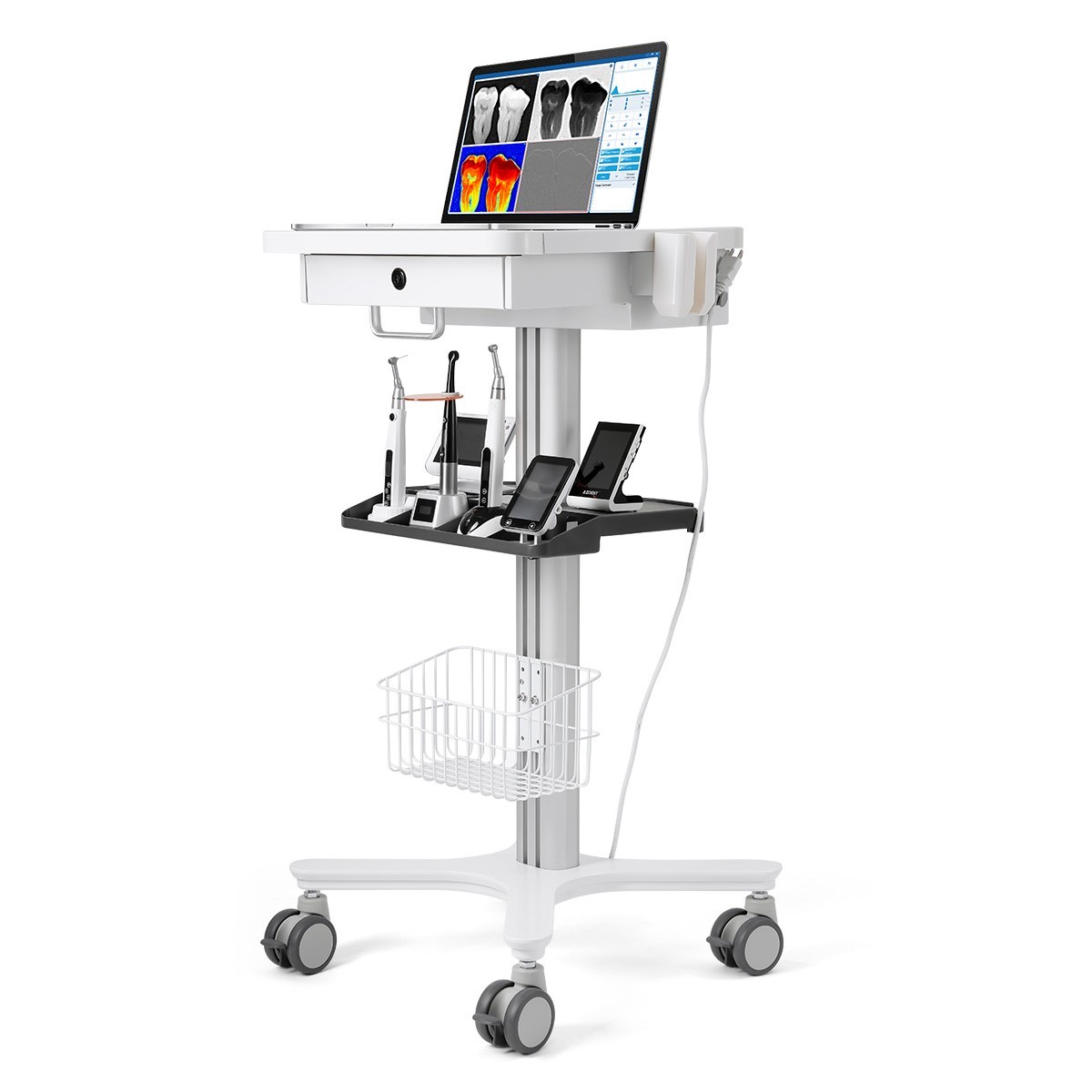 Dental Medical Endodontics Intraoral Scanner Cart Storage Trolley built-in plug