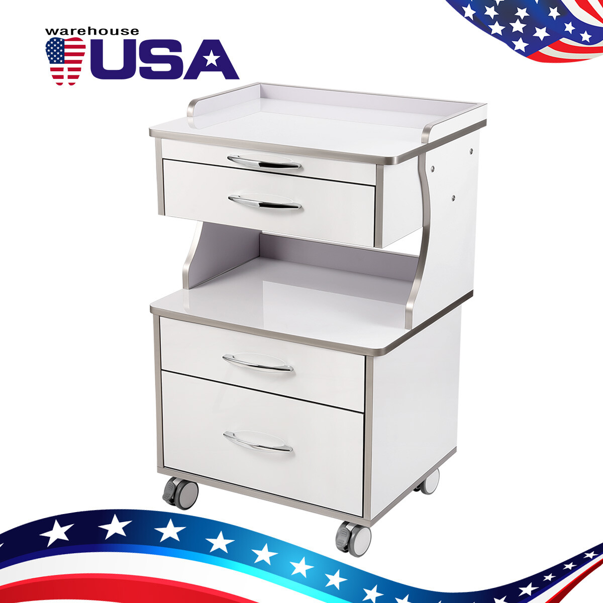 Dental Mobile Delivery Unit Suction Air Compressor 4Hole /Cabinet Trolley Cart