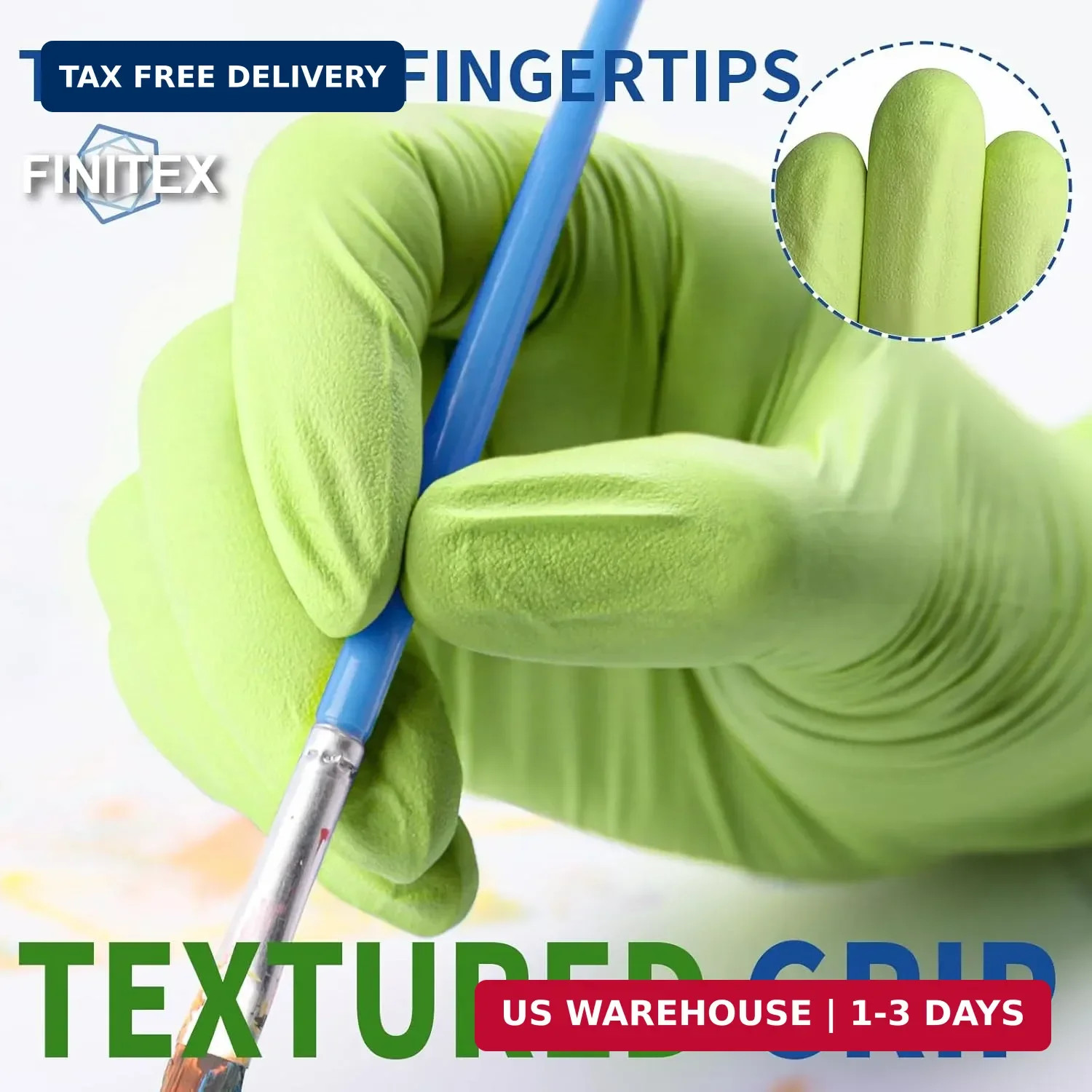 FINITEX Nitrile Disposable Gloves – Green 3.5mil 100 PCS Powder-Free Latex- L