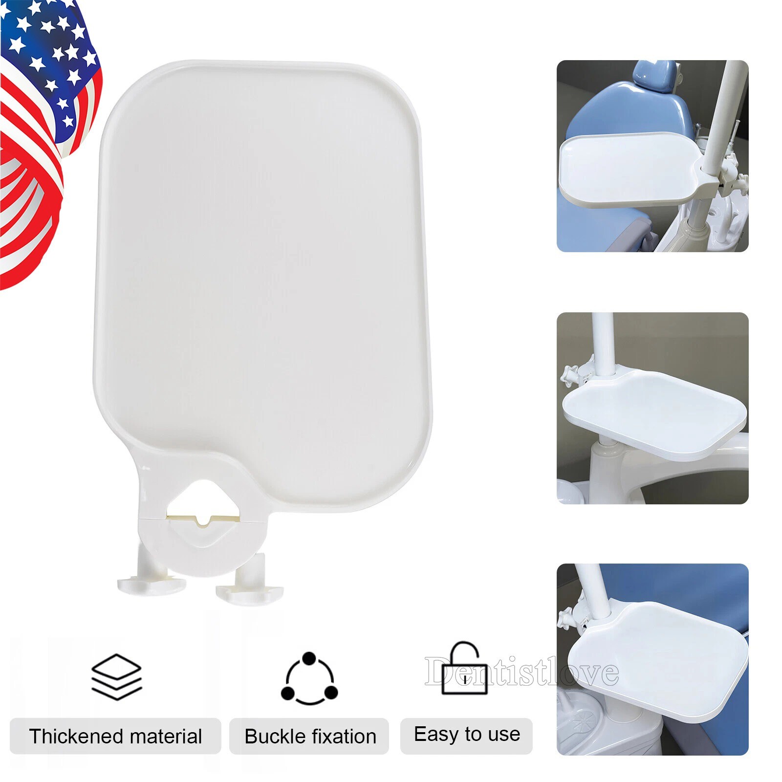 Universal Plastic Post-Mounted Dental Chair Shelf Tray for Square Scaler Unit