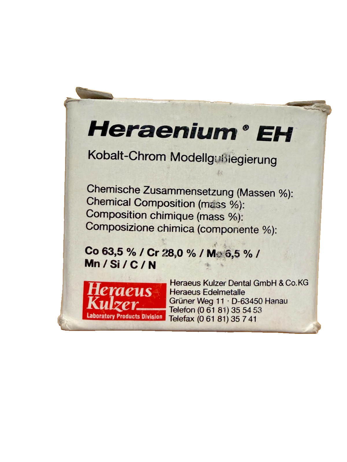 HERAENIUM EH Cobalt Chrome alloy 500gr. KULZER Germany