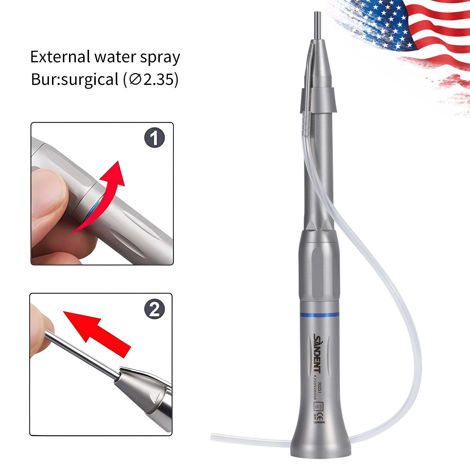 Dental Surgical Straight Handpiece 1:1 1:2 Oral Surgery 20 Degree External /Nose