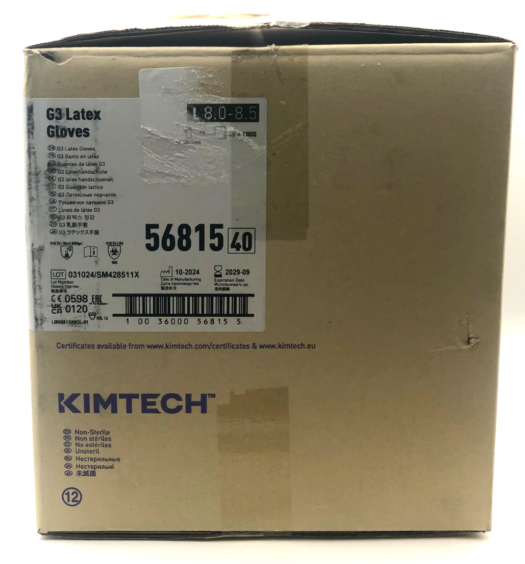 Kimtech 56815 – G3 Disposable Latex Gloves, Beige, Sz: L / Large (8-8.5), 100 Pk
