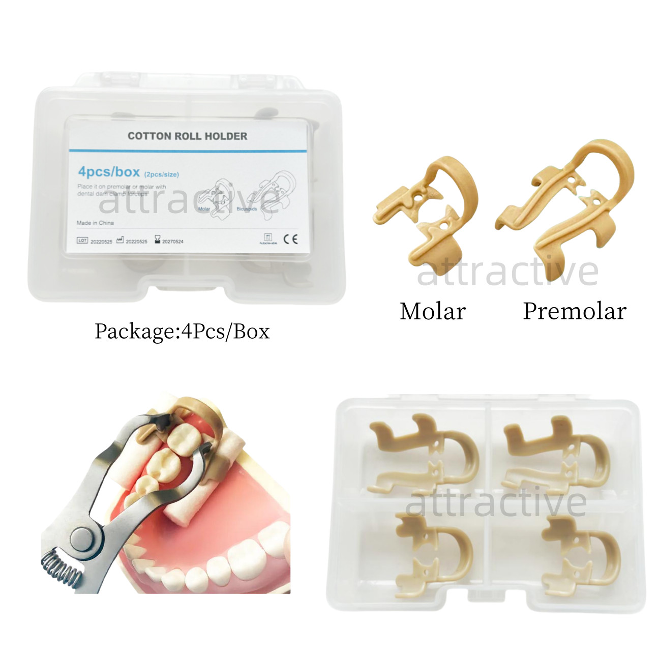 Dental Moisture Clip Cotton Roll Holder Clips Molar Premolar Clamps No-RubberDam