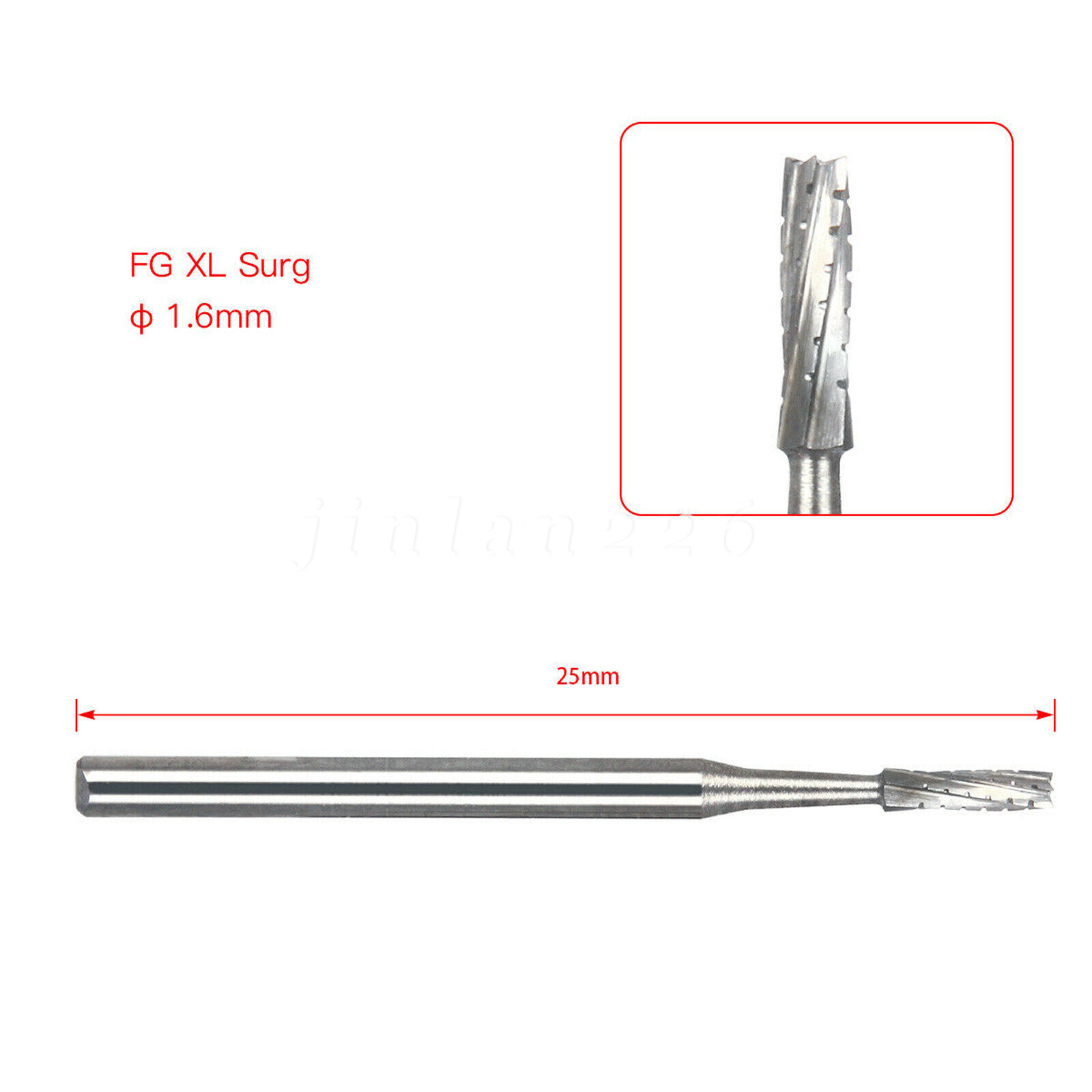 5PCS /caja FGOS dental quirúrgico carburo fresas longitud 25 mm FG-557XL