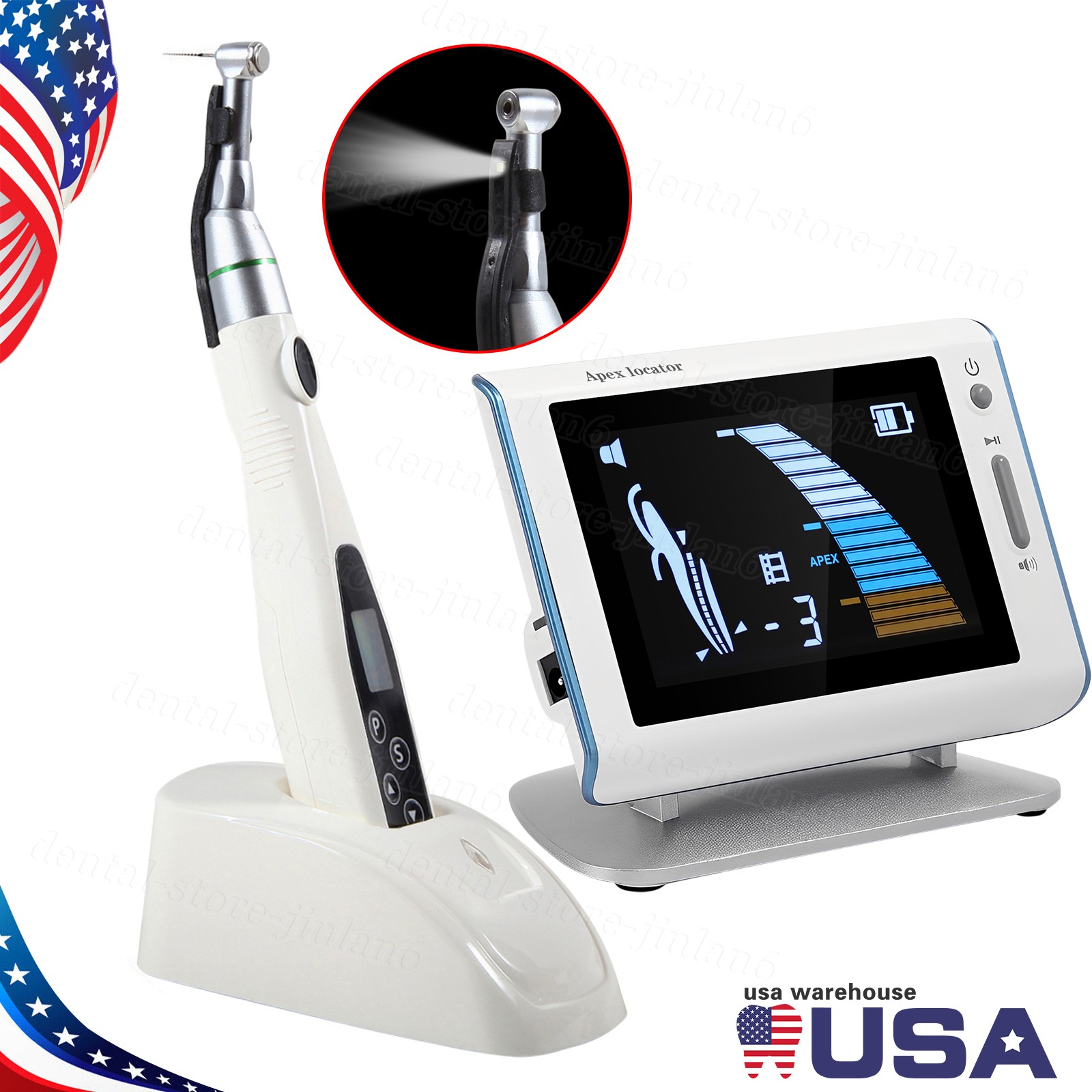 Woodpeck Style Dental Cordless 16:1 LED Endo Motor +Root Canal Apex Locator