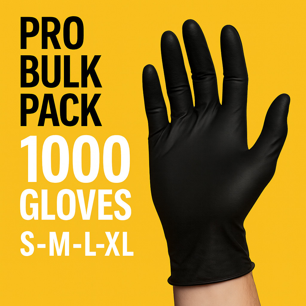 Disposable Nitrile Exam Gloves, 5 Mil Black, Powder-Free Heavy Duty Clean Glove