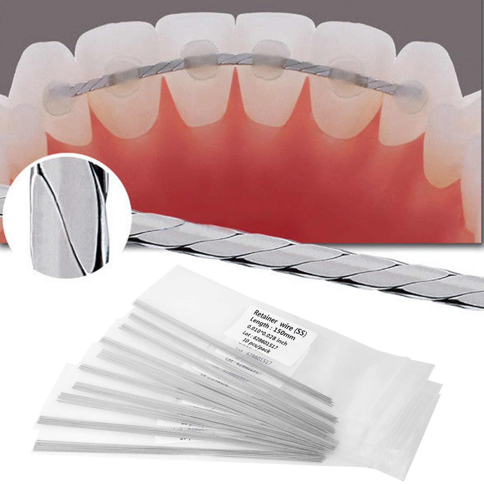 10Pcs/Pack Dental Orthodontic Flat Strand Lingual Retainer Wire .010″x.028″