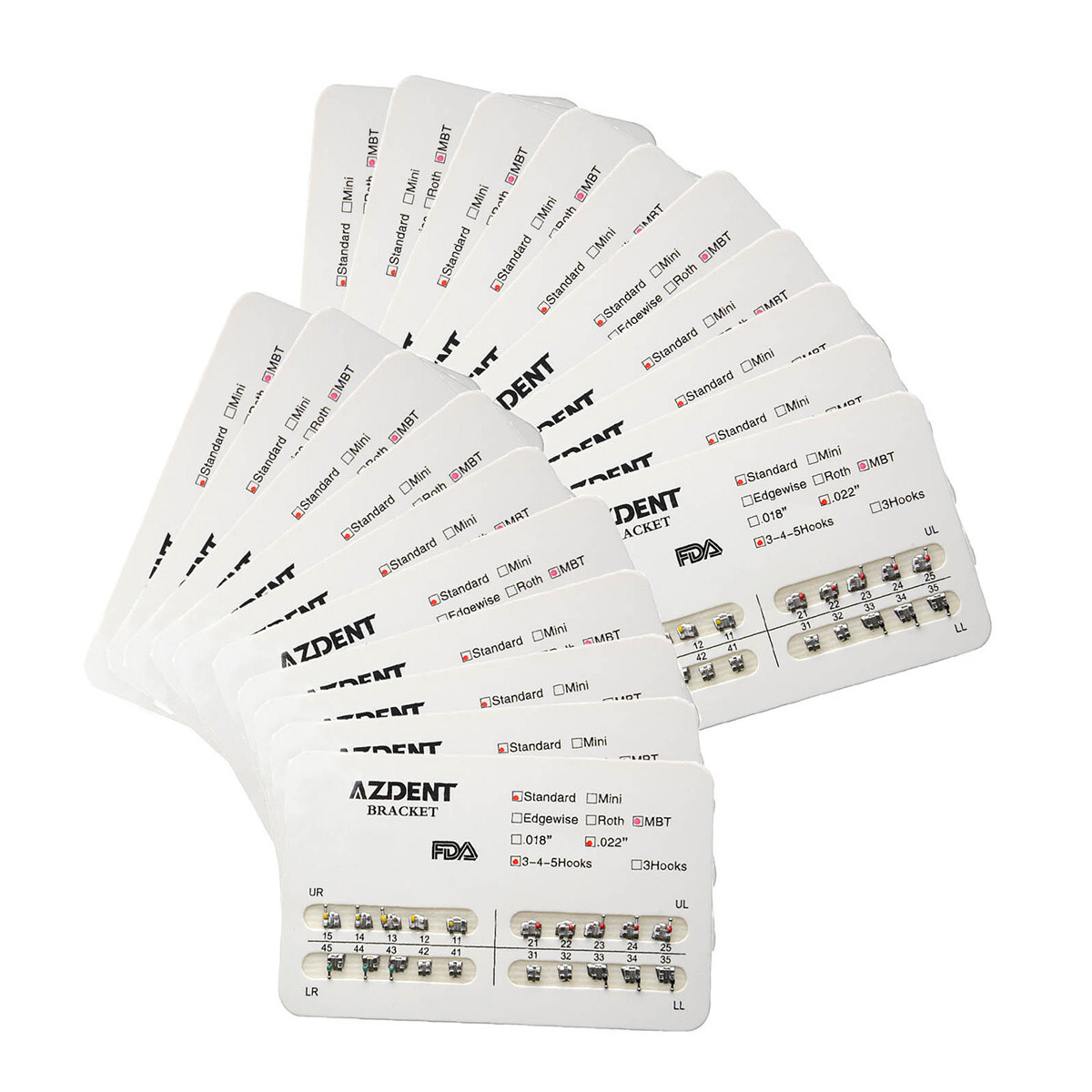 10X Dental Orthodontics Metal Bracket Braces Standard MBT Slot022 Hooks 345